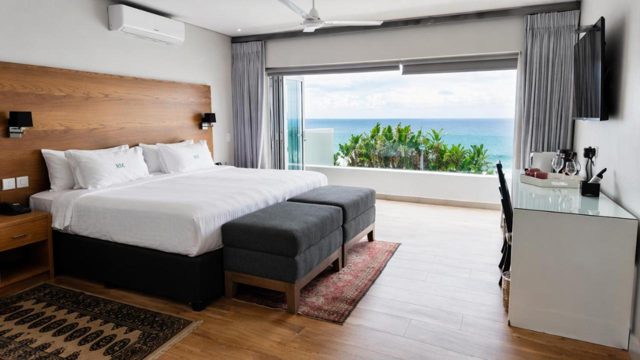 Bedroom with a sea view