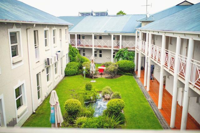 Courtyard garden between the apartment blocks
